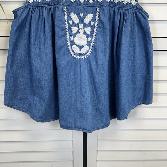 Lovers + Friends Dream Catcher Tank Top Blue‎ Chambray Embroidered Boho Size XS - Picture 4 of 10